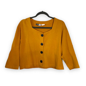 Women's Mustard Yellow Knit Cropped Top